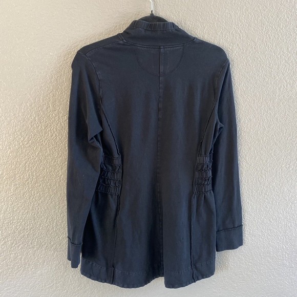 NIC+ZOE Womens Perfect Knit Ruched Jacket Size XS Black Ruffle Zip Up - Picture 5 of 13